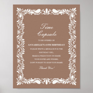 Mocha Brown Talavera Time Capsule Birthday Game Poster