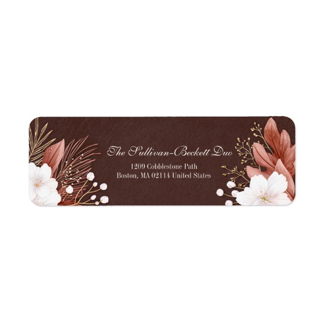 Mocha Brown Texture White Blossom Leaf (Front)