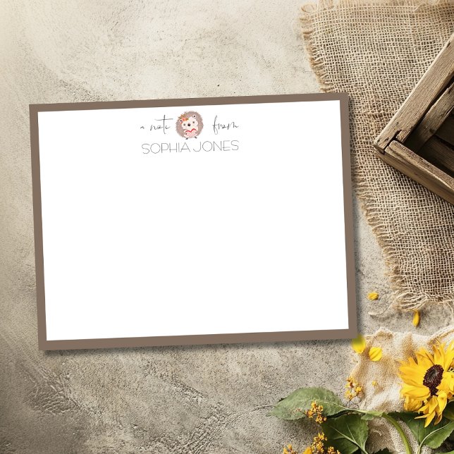 Mocha Brown Timeless Hedgehog Stationery Note Card (Creator Uploaded)