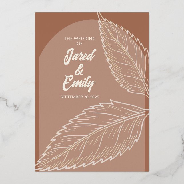 Mocha Brown Wedding Foil Invitation (Front)