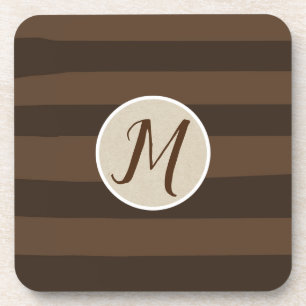 Mocha Brown Whimsical Funky Stripes Modern Chic Coaster