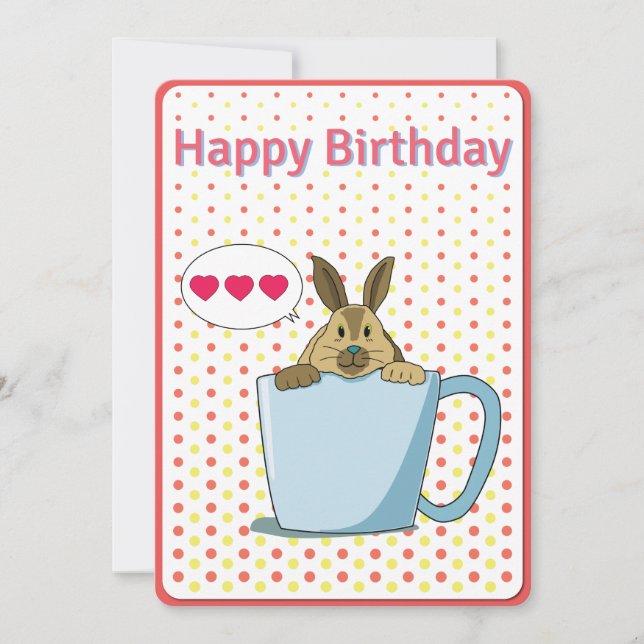 Mocha bunny Happy Birthday card (Front)