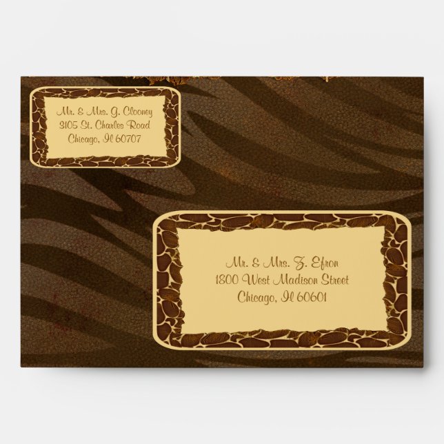 Mocha Caramel Giraffe And Zebra Custom Envelope (Front)