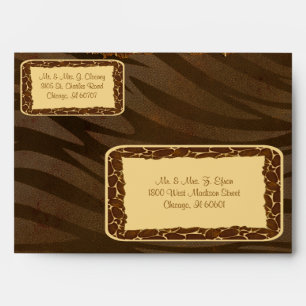Mocha Caramel Giraffe And Zebra Custom Envelope