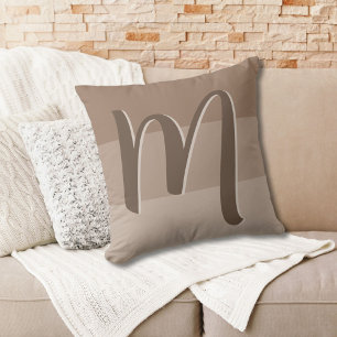 Mocha Colour Blocks Monogram Cushion