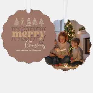 Mocha Comfort Scribbles Merry Christmas Keepsake Tree Decoration Card