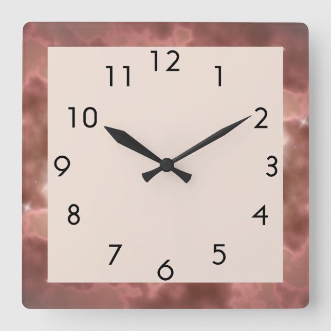 Mocha Copper Sparkle Square Wall Clock (Front)