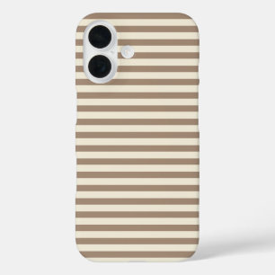 Mocha & Cream Cute Horizontal Striped iPhone 16 Case