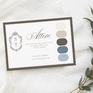 Mocha Cream Dusty Blue Wedding Attire Colour Enclosure Card