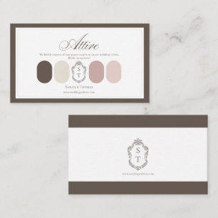 Mocha Cream Dusty Rose Wedding Attire Colour Enclosure Card