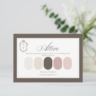 Mocha Cream Dusty Rose Wedding Attire Colour Enclosure Card