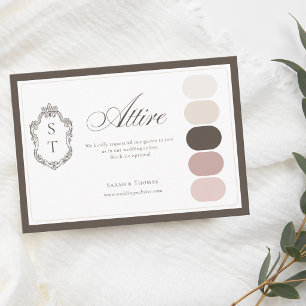 Mocha Cream Dusty Rose Wedding Attire Colour Enclosure Card