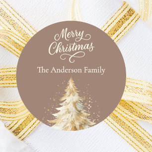 Mocha cream tree Christmas Classic Round Sticker