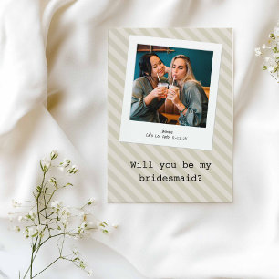 Mocha Cream  “Will You Be My Bridesmaid?” Photo Invitation