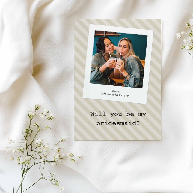 Mocha Cream  “Will You Be My Bridesmaid?” Photo Invitation (Creator Uploaded)