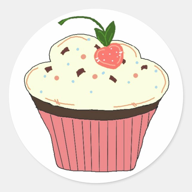 Mocha Cupcake Classic Round Sticker (Front)