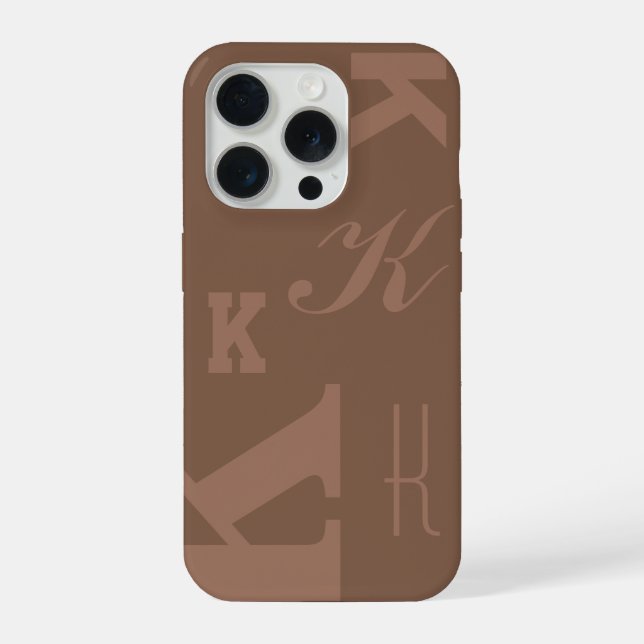 Mocha Custom Initial, Choose Your Letter Monogram iPhone Case (Back)