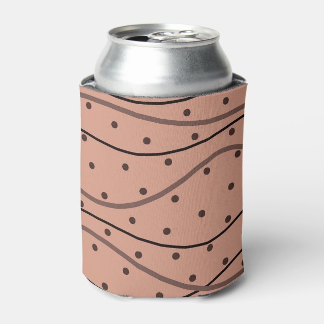 Mocha Dots & Stripes Pattern Can Cooler (Can Front)