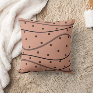 Mocha Dots & Stripes Pattern Cushion
