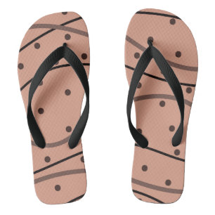 Mocha Dots & Stripes Pattern Flip Flops