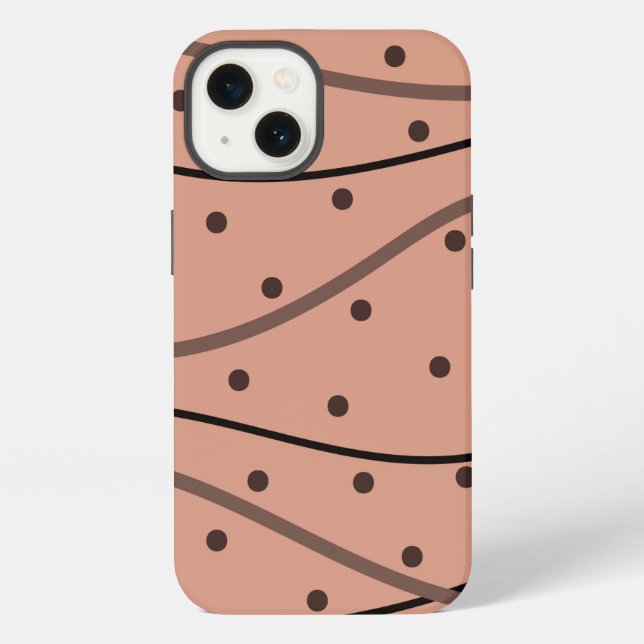 Mocha Dots & Stripes Pattern iPhone Case (Back)