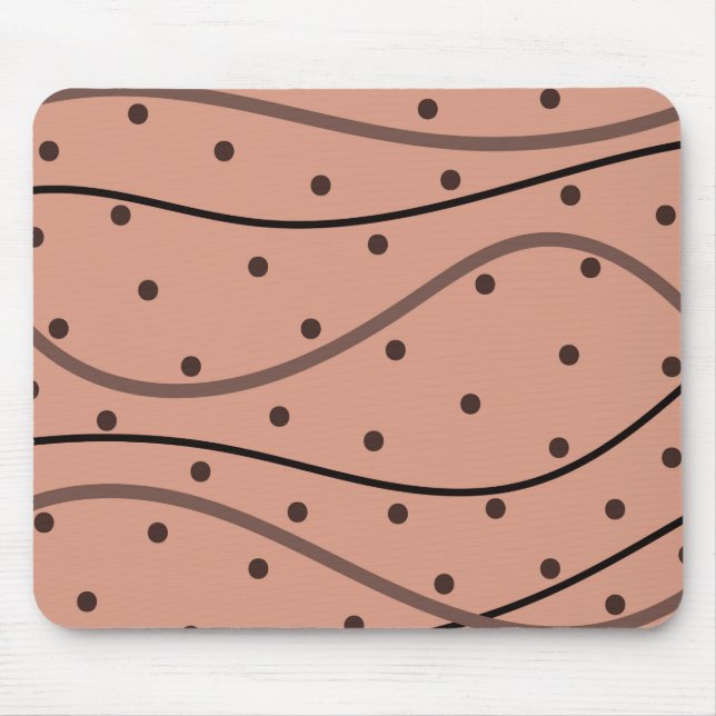 Mocha Dots & Stripes Pattern Mouse Mat (Front)