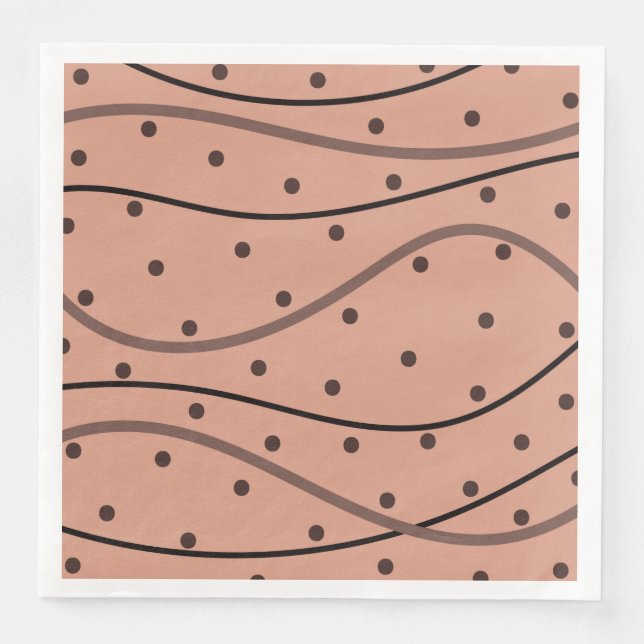 Mocha Dots & Stripes Pattern Napkin (Front)