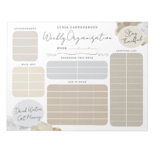 Mocha Dreamy Custom Weekly Organisation Notepad