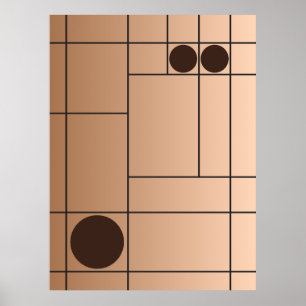 Mocha Drift No. 1 Brown Mid Century Geometric Art Poster