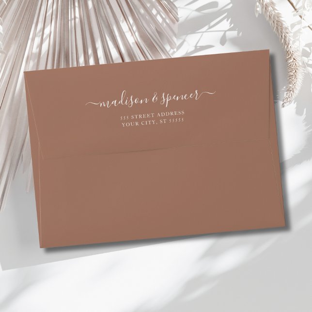 Mocha elegant and modern wedding 5x7 envelope (Mocha Mousse Wedding Envelope)