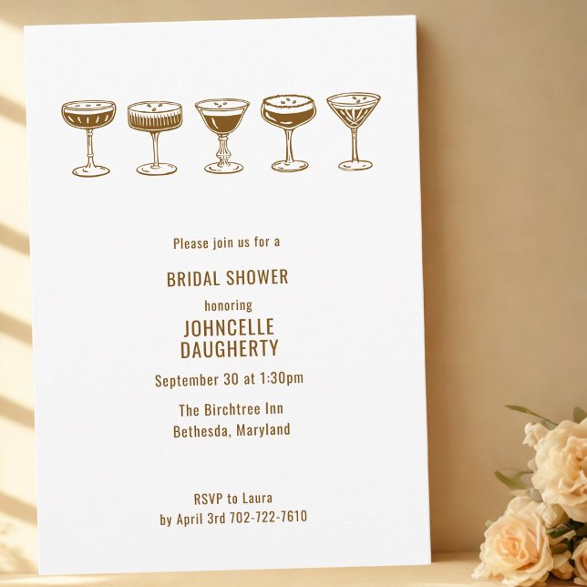 Mocha Espresso Martini Bachelorette w/QR Code  Invitation (Creator Uploaded)