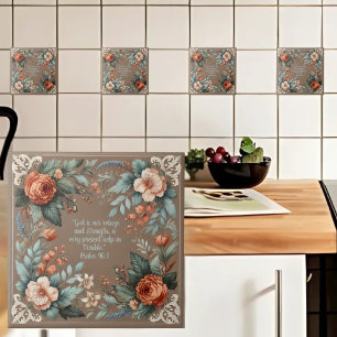 Mocha Floral Bible Verse Customizable Tile