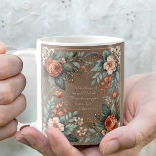 Mocha Floral Customisable Morning Blessing Mug