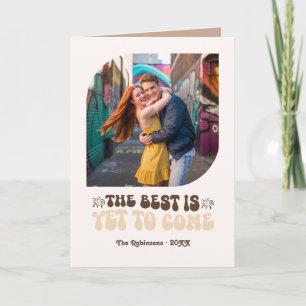 Mocha Glow Champagne Retro New Year Photo Holiday Card