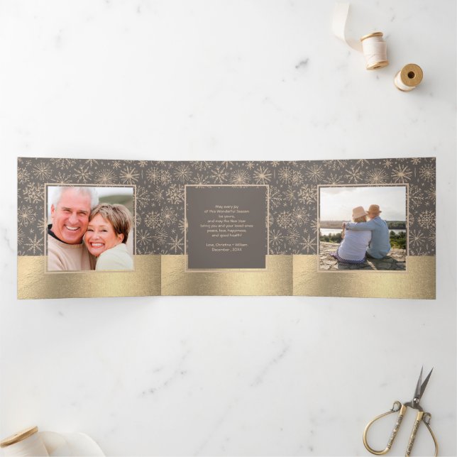Mocha Gold Holiday Multi Photo Tri-Fold Card (Inside)