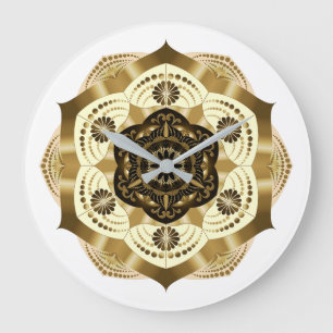 Mocha Gold Mandala Large Clock