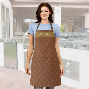 Mocha Gold Quatrefoil Personalised Apron