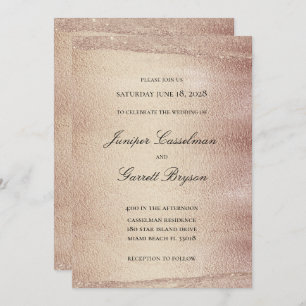 Mocha Gold Rhapsody Wedding Elegant Sparkling Gold Invitation