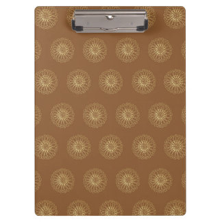 Mocha | Golden Zinnia Flower Medallions Clipboard