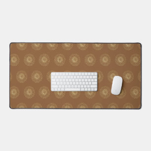 Mocha Golden Zinnia Flower Medallions Desk Mat