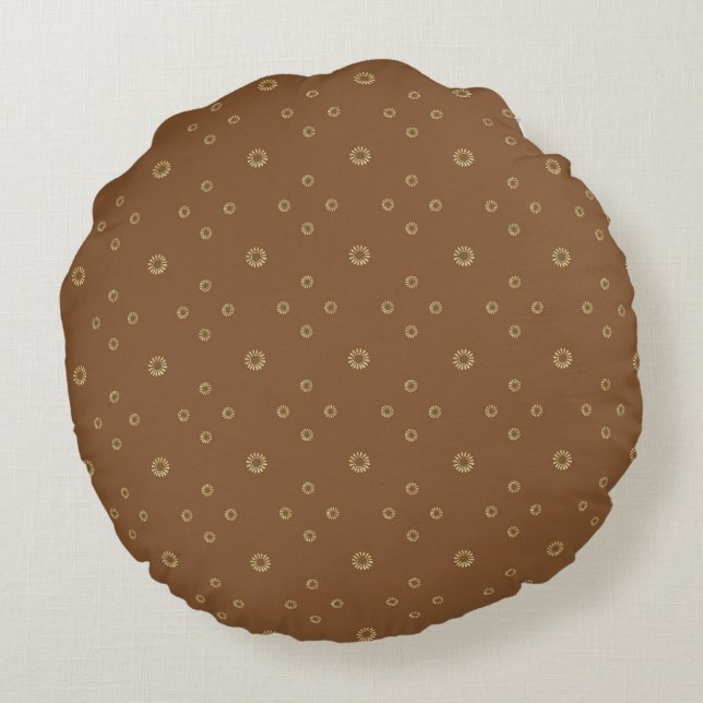 Mocha | Golden Zinnia Sun Round Cushion (Back)