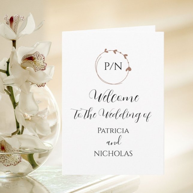 Mocha Heart Wreath and Initials Wedding Programme (Creator Uploaded)