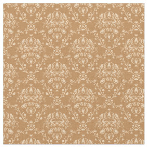 Mocha Latte Brown Damask Fabric