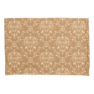 Mocha Latte Brown Damask Pillowcase
