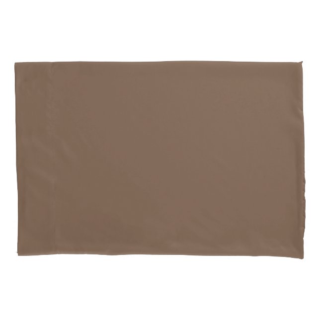 Mocha Latte Brown, Earthy Neutral Solid Colour Pillowcase (Front-Left)