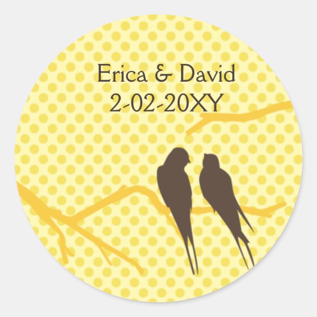 mocha lovebirds wedding label (Front)
