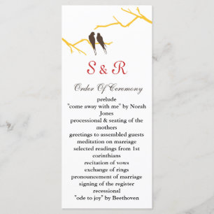 mocha lovebirds Wedding program Programme