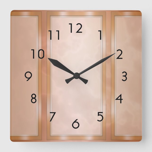 Mocha Marble Panels Square Wall Clock (Front)