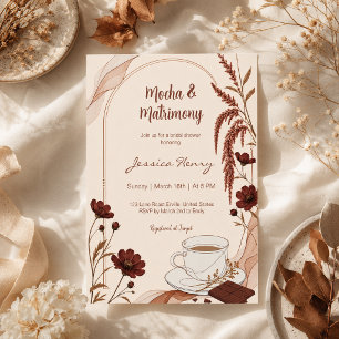 Mocha & Matrimony Chocolate Brown Bridal Shower Invitation