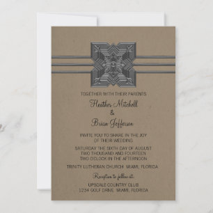 Mocha Medallion Border Wedding Invite